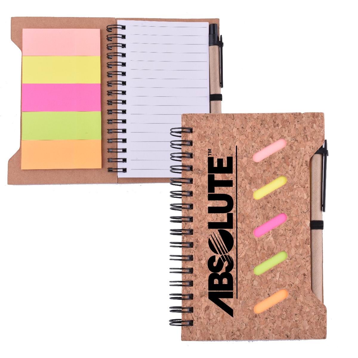 Cork Cover Spiral Notebook With Pen