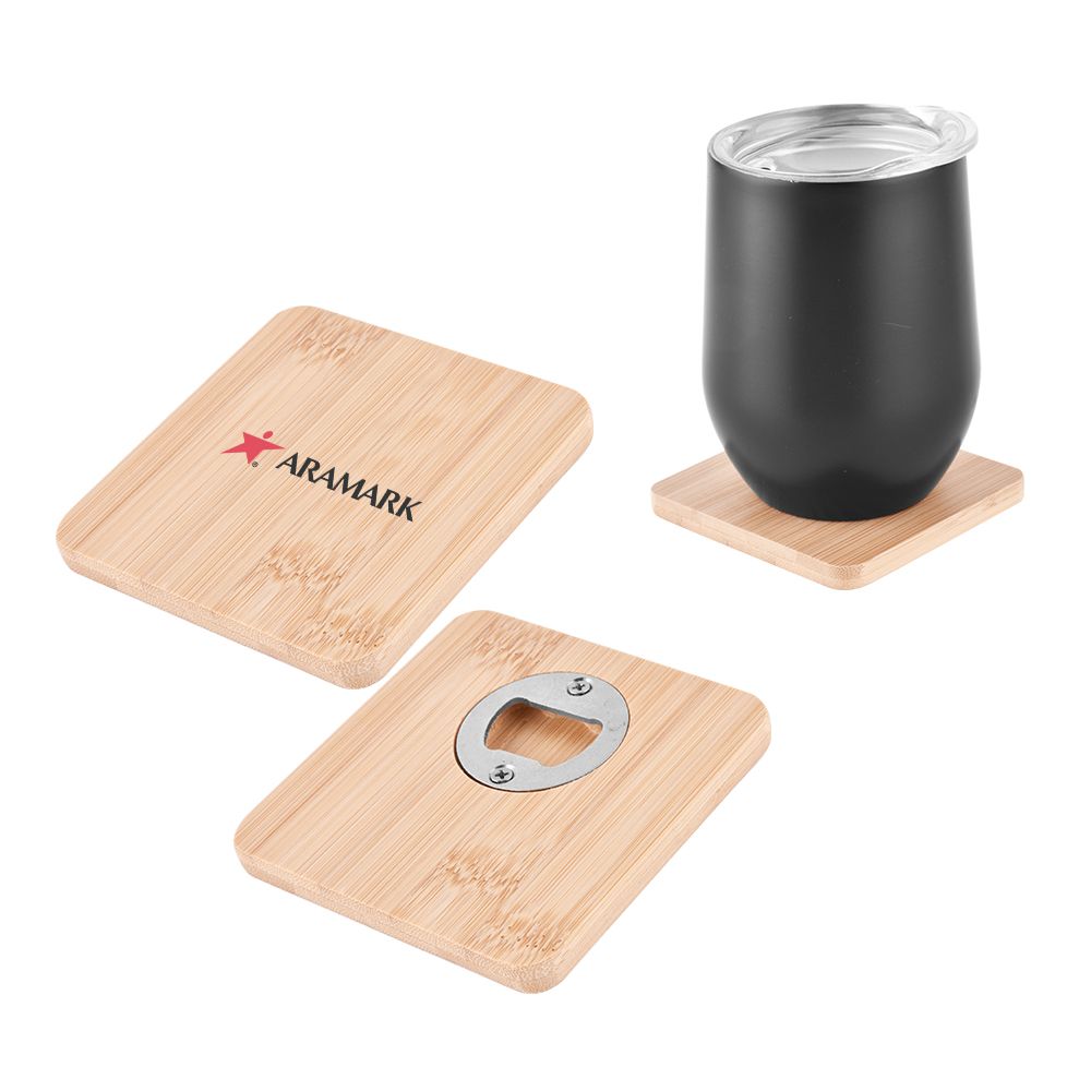 Bamboo Coaster With Bottle Opener