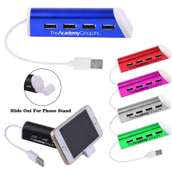 4-Port Traveler USB Hub With Phone Stand