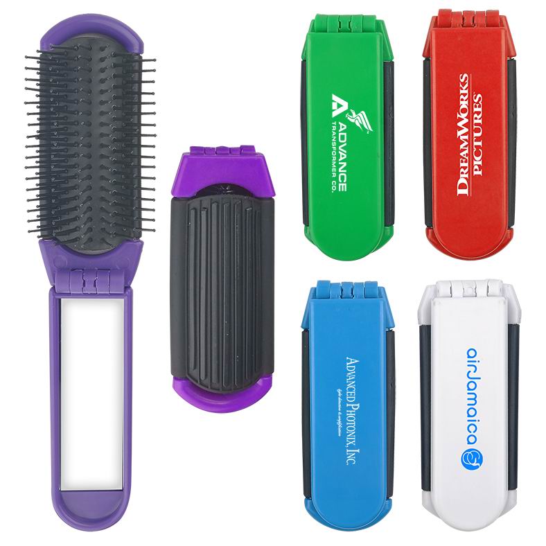 Foldable Hair Brush With Mirror