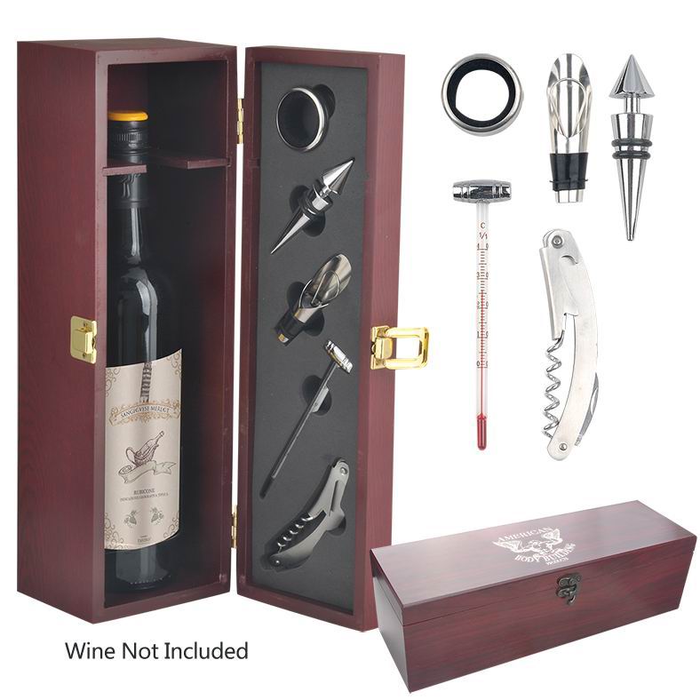 Wood Wine Box With Wine Tools