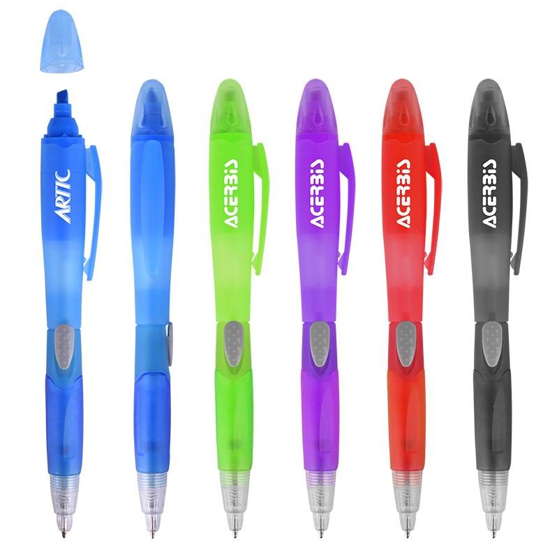 Plastic Ballpen With Highlighter