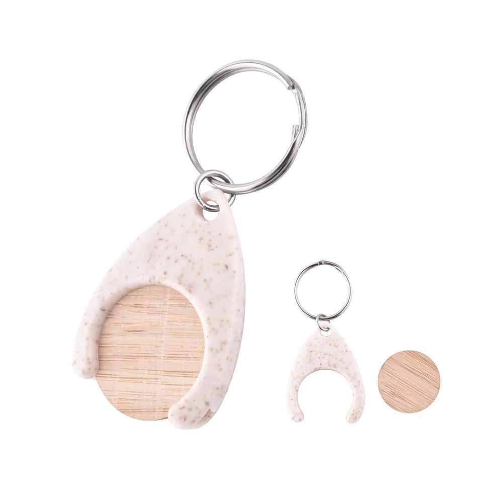 Bamboo Euro Coin Keychain