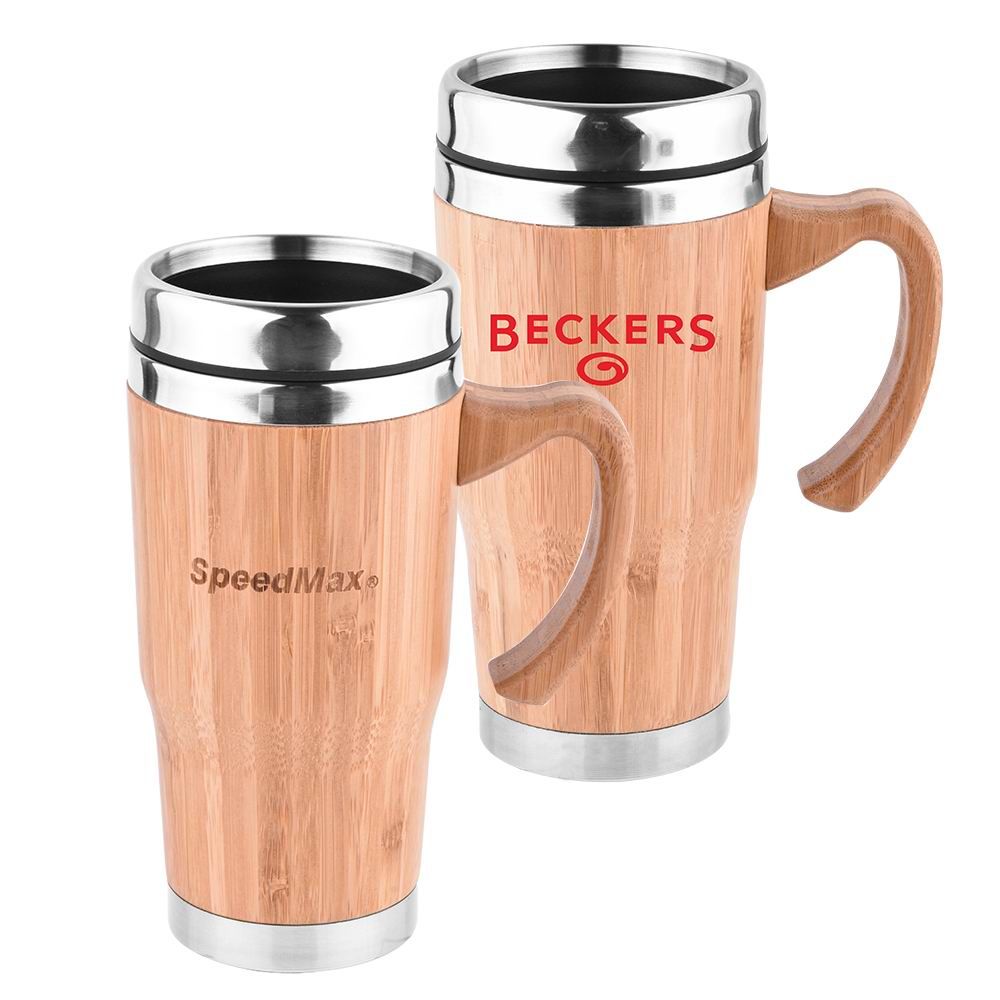 16 oz. Stainless Steel Bamboo Travel Mug