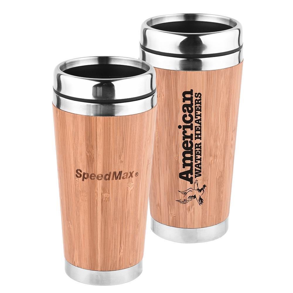 16 oz. Stainless Steel Bamboo Travel Tumbler