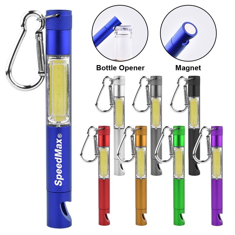 Aluminum Magnetic COB Keychain Flashlight With Opener