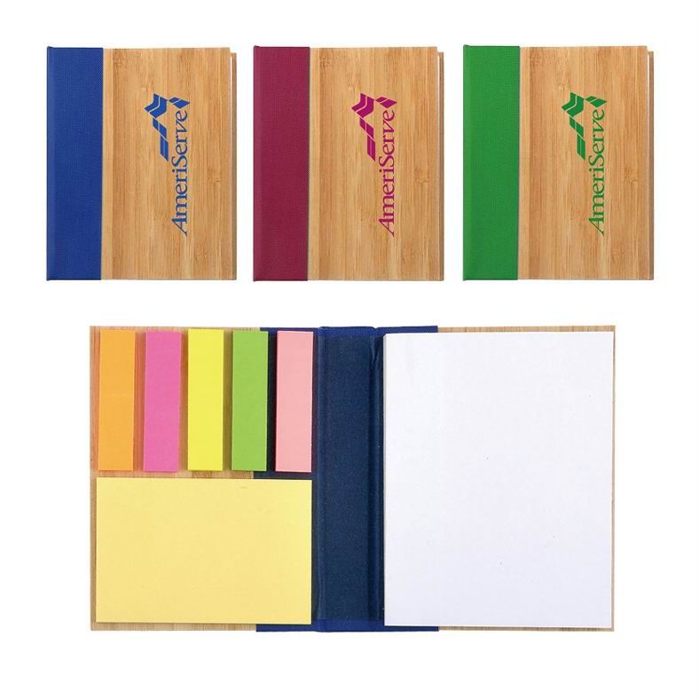 Bamboo Cover Notebook With Sticky Notes