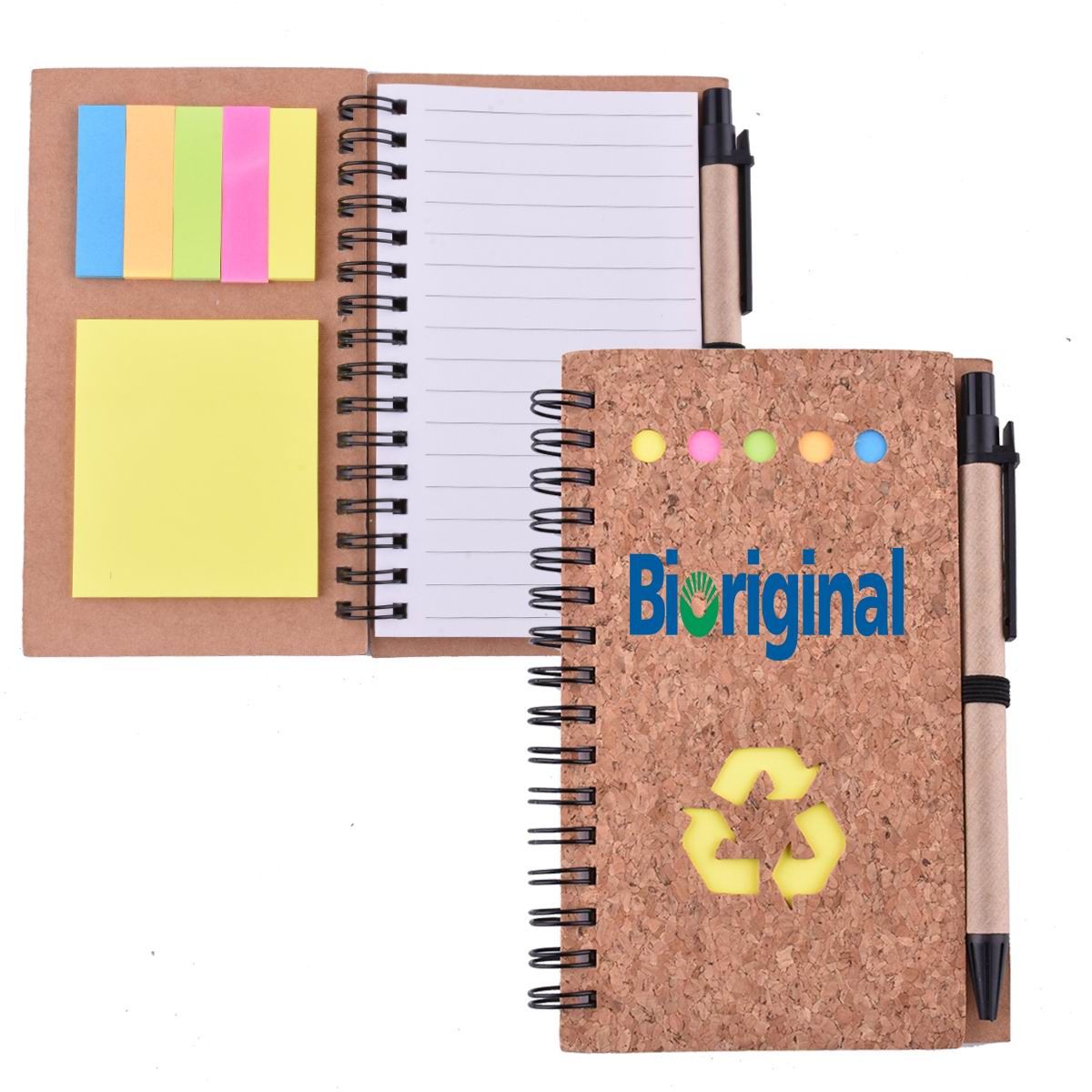 Cork Cover Spiral Notebook With Pen