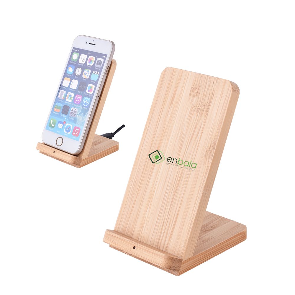 Bamboo Wireless Charger With Phone Stand