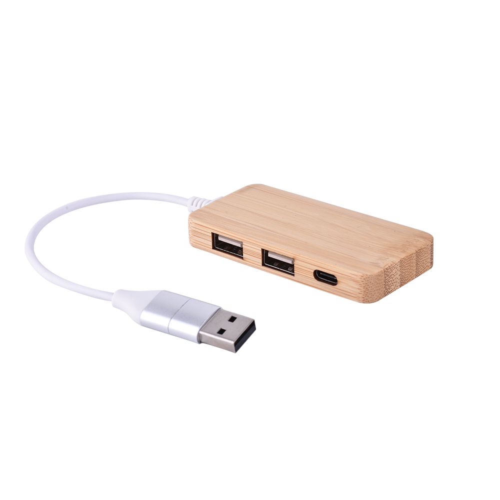 3-Port Bamboo Traveler USB Hub 