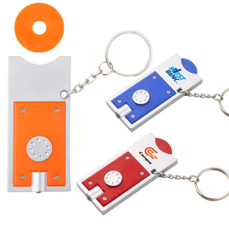 LED Keychain Light With Euro Coin Holder