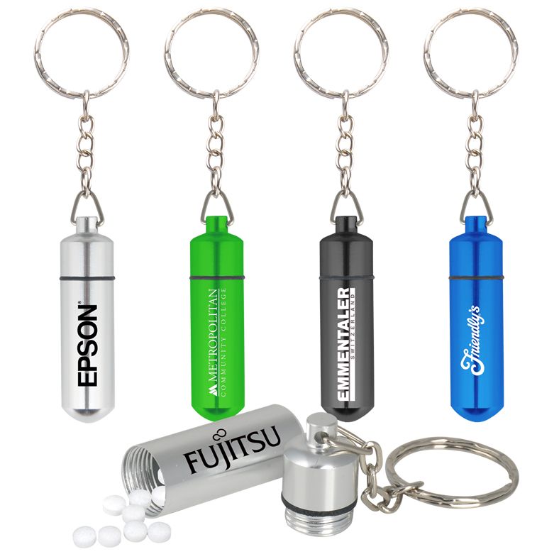 Aluminum Pill Holder With Keychain