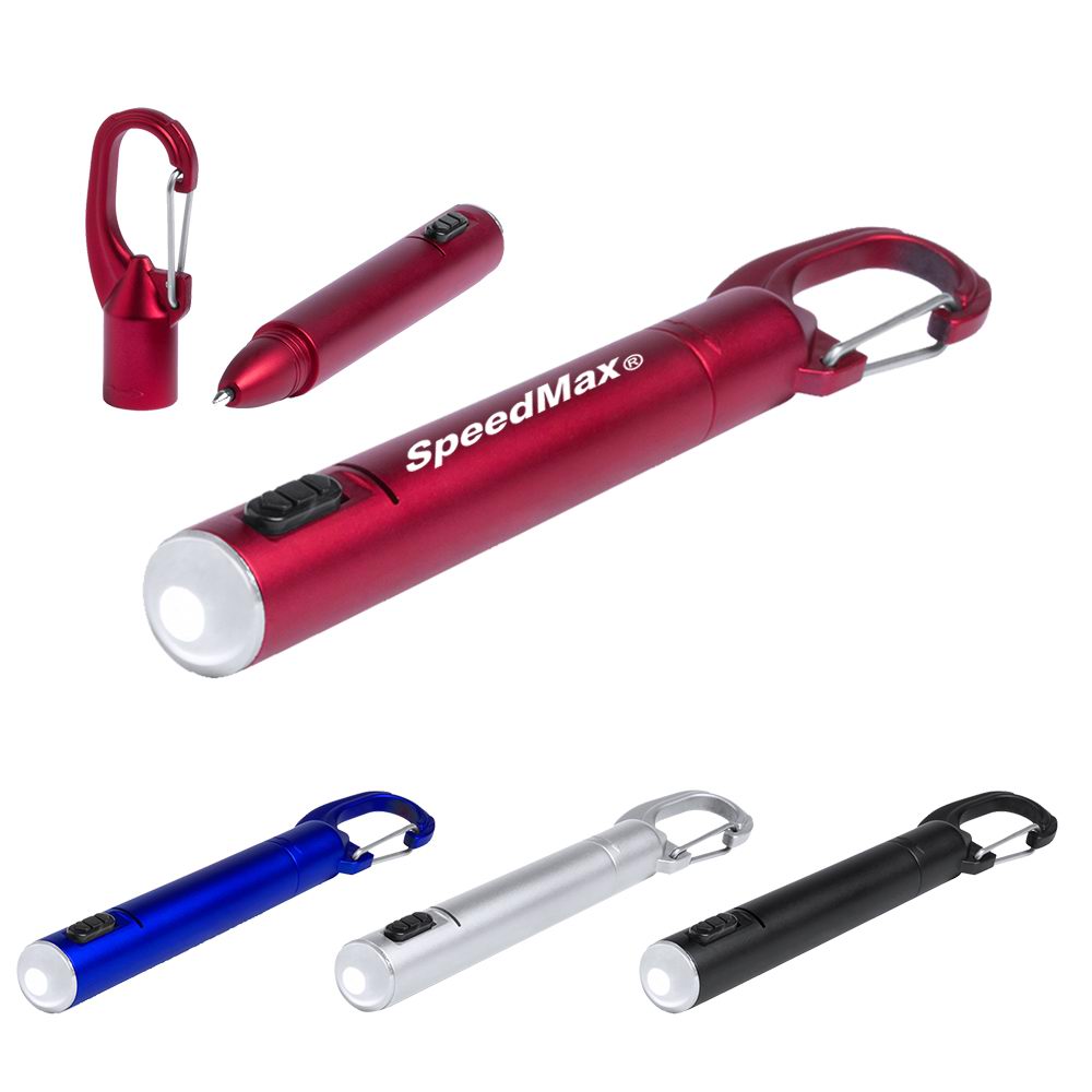 LED Flashlight With Pen & Carabiner