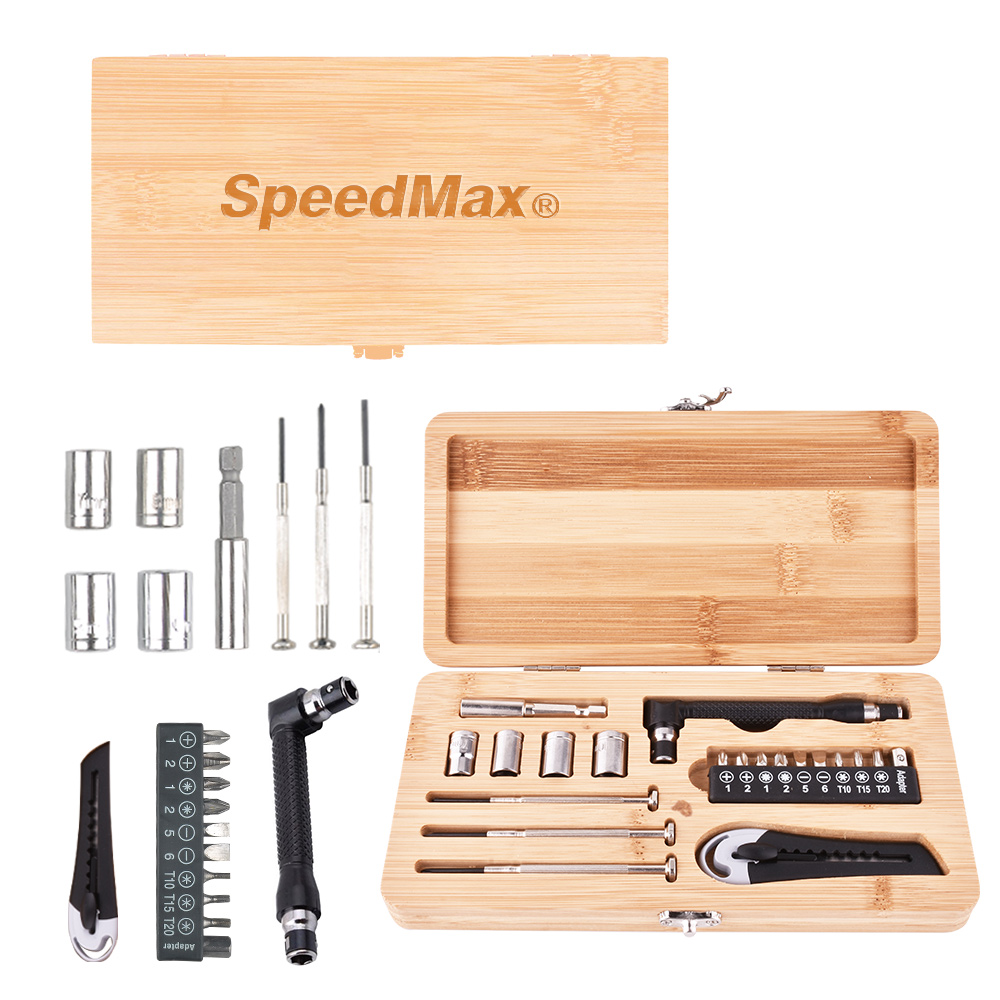 21-PC Tool Kit In Bamboo Case