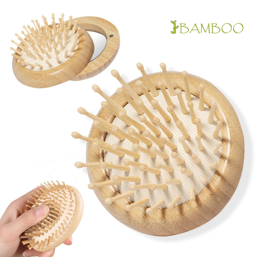 Bamboo Hairbrush With Mirror