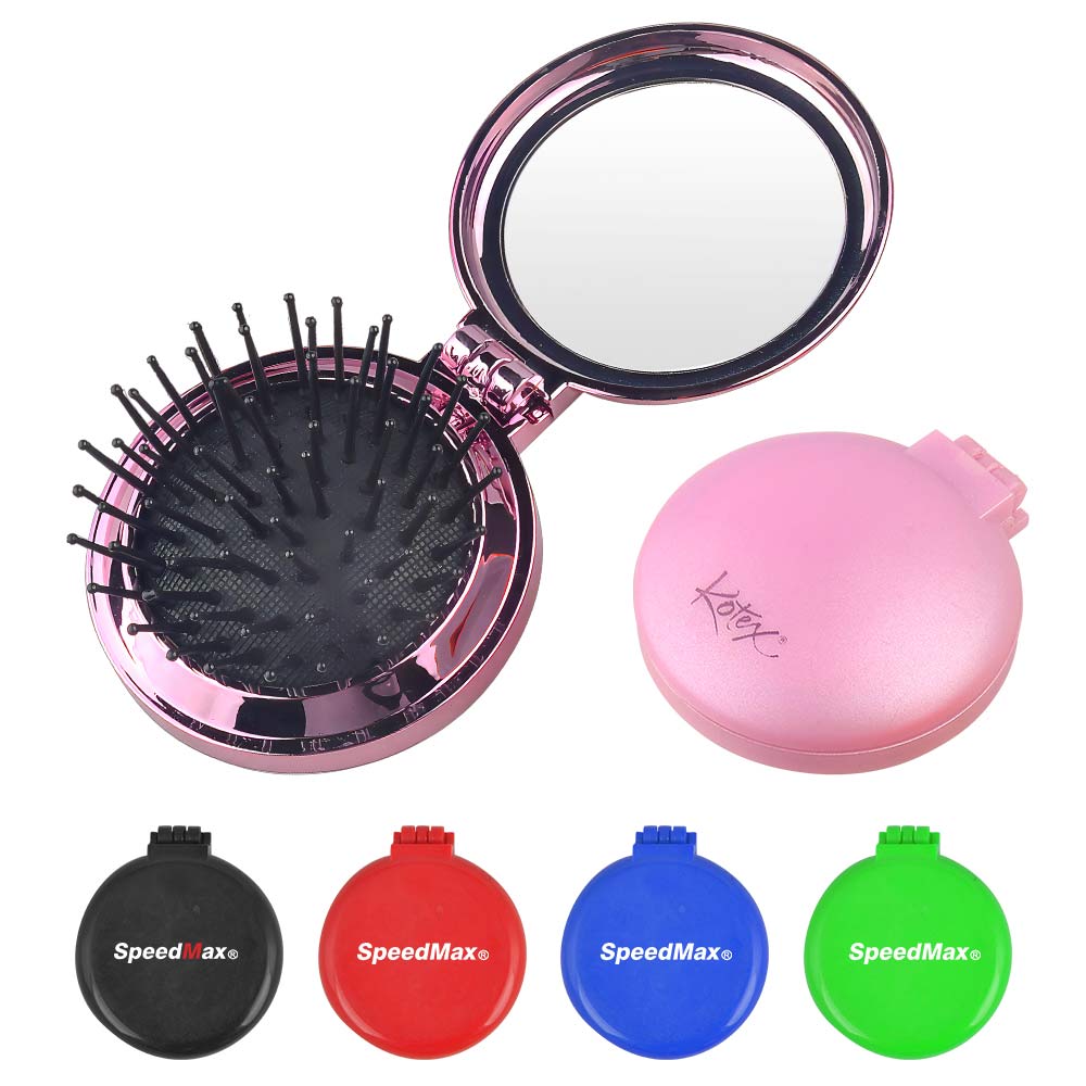 Foldable Hair Brush With Mirror