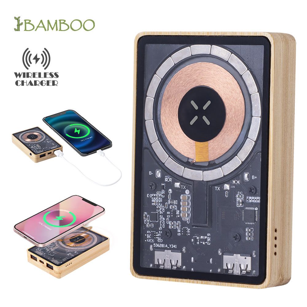 Bamboo Power Bank & Wireless Charger