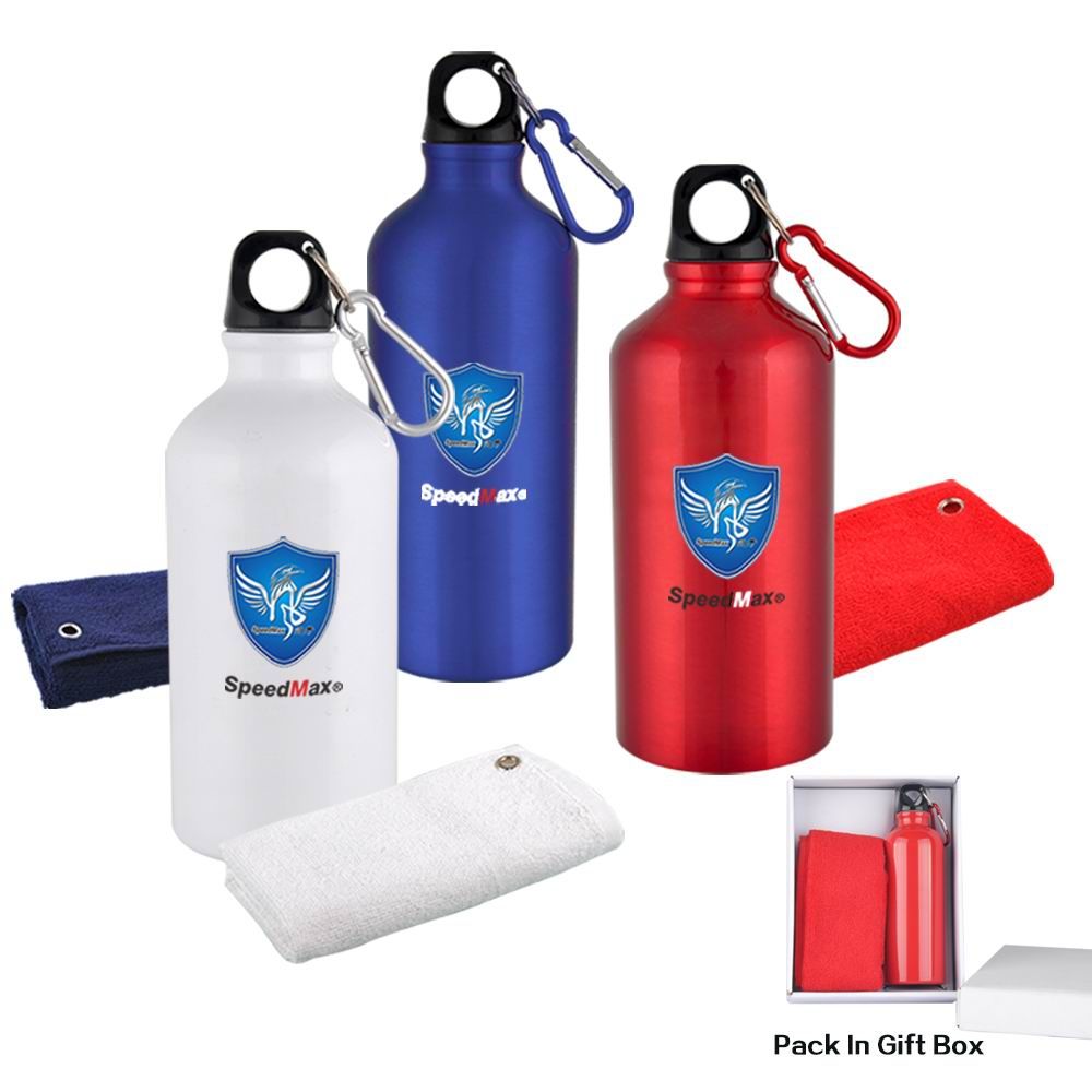 Aluminum Sports Water Bottle And Towel Set