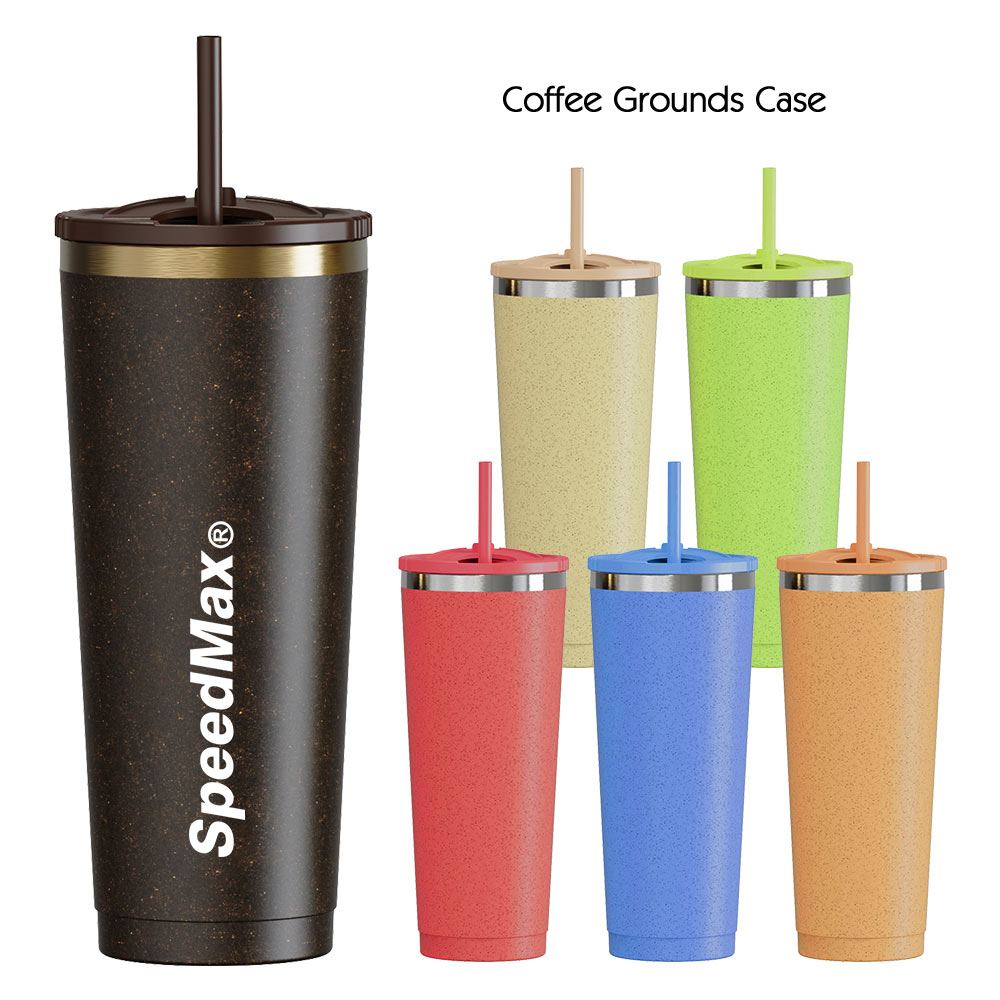 710ml Coffee Grounds Fiber Cup With Straw