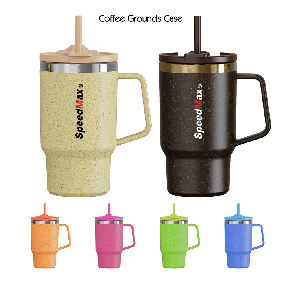 480ml Coffee Grounds Fiber Mug With Straw