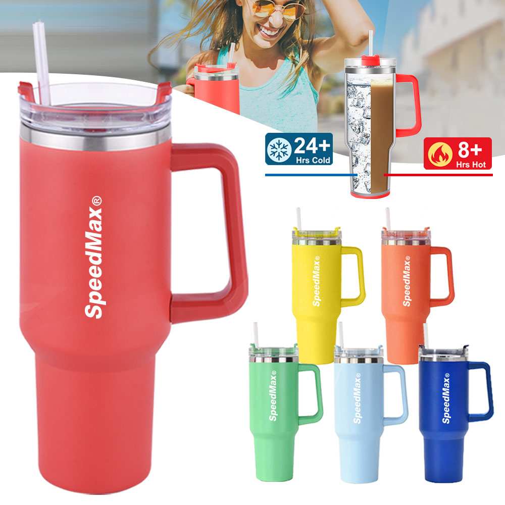 40 oz. Stainless Steel Insulated Mug W/Straw