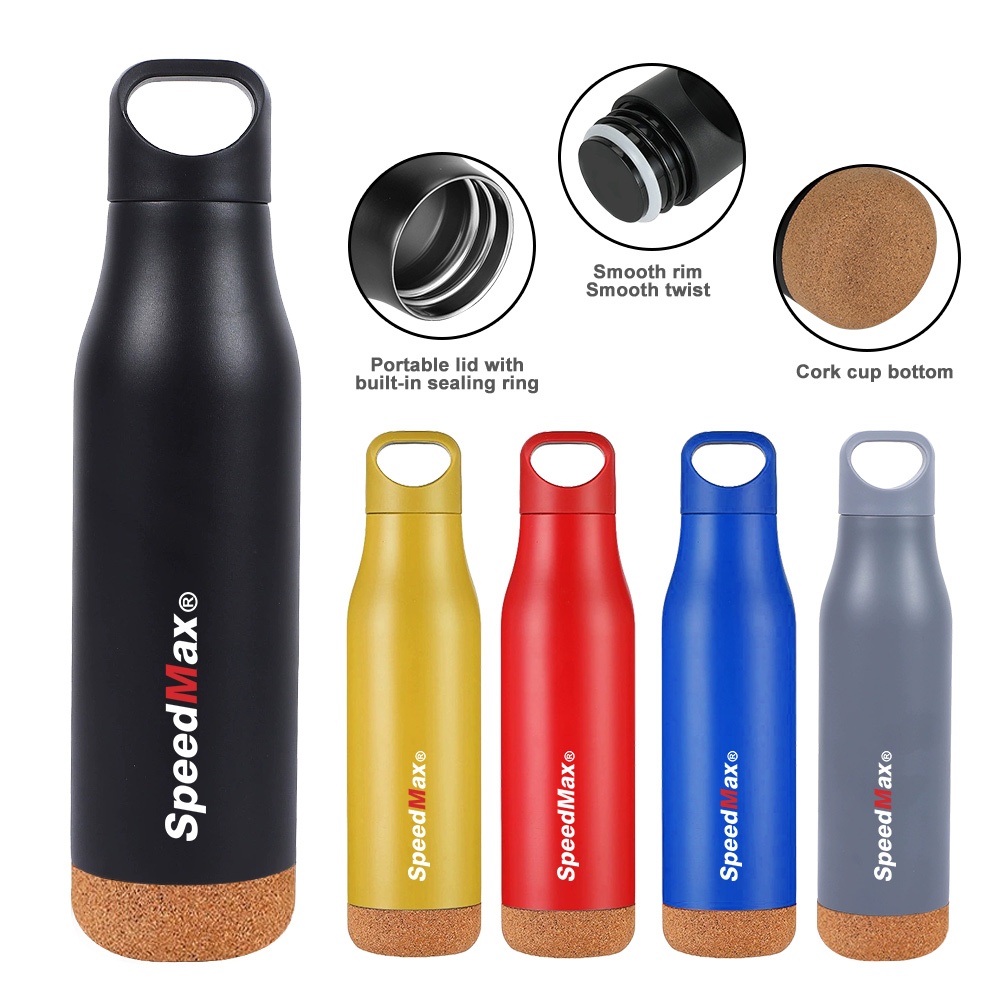 500ML Stainless Steel Insulated Water Bottle W/Cork Base