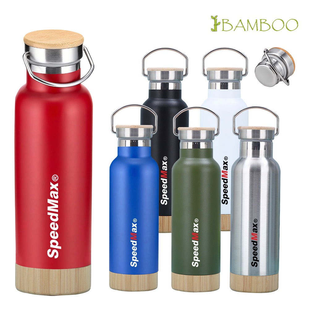 500ML Stainless Steel Insulated Water Bottle W/Bamboo Lid & Base