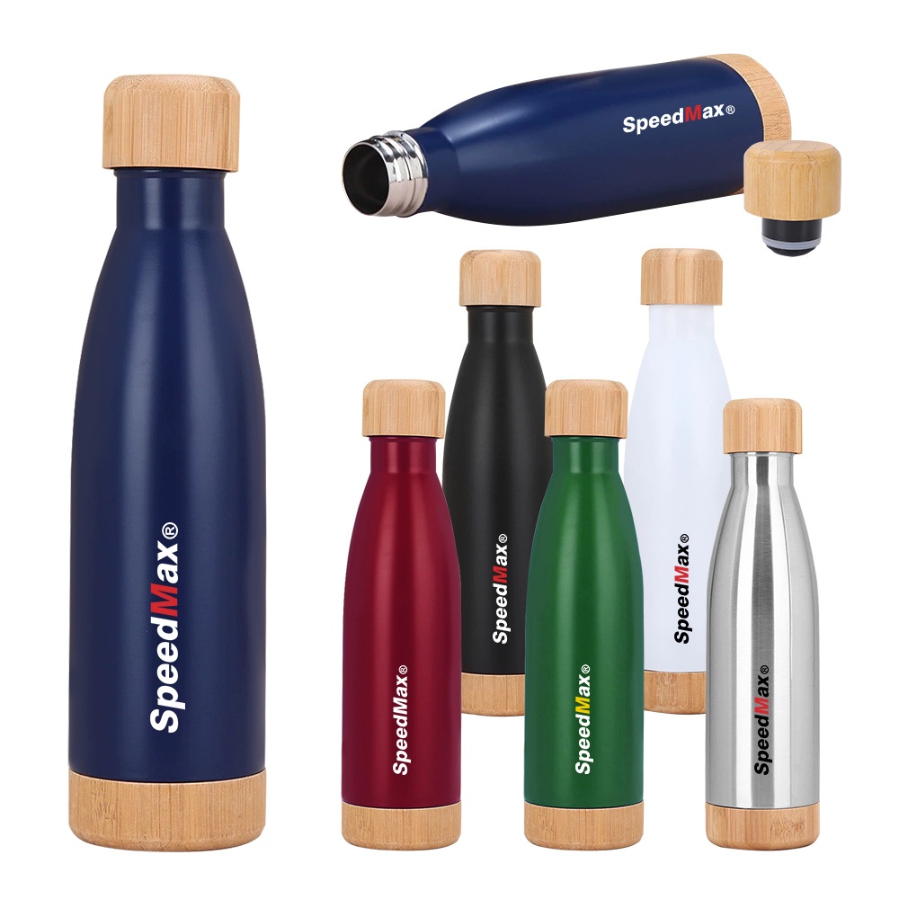 500ML Stainless Steel Insulated Water Bottle W/Bamboo Lid & Base