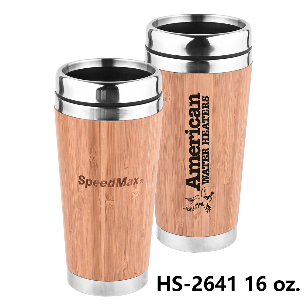 16 oz. Stainless Steel Bamboo Travel Tumbler