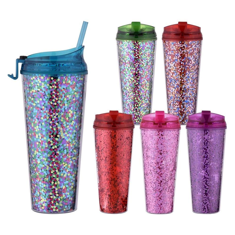 700ML Double Wall Acrylic Tumbler With Glitter Insert