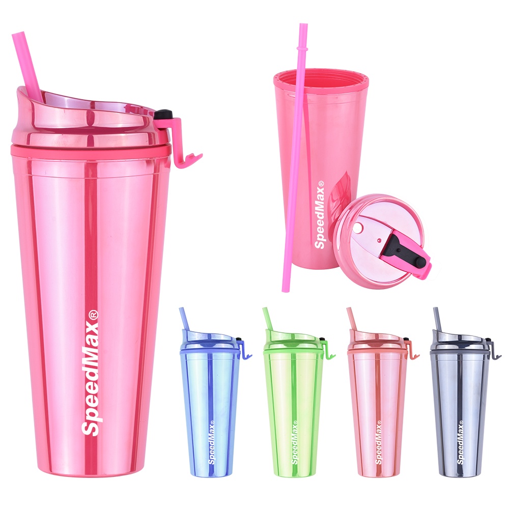 700ML Double Wall Plastic Tumbler With Straw