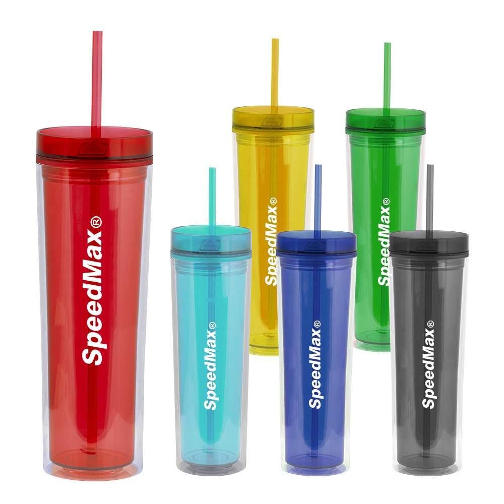 16 oz. Double Wall Acrylic Tumbler With Straw
