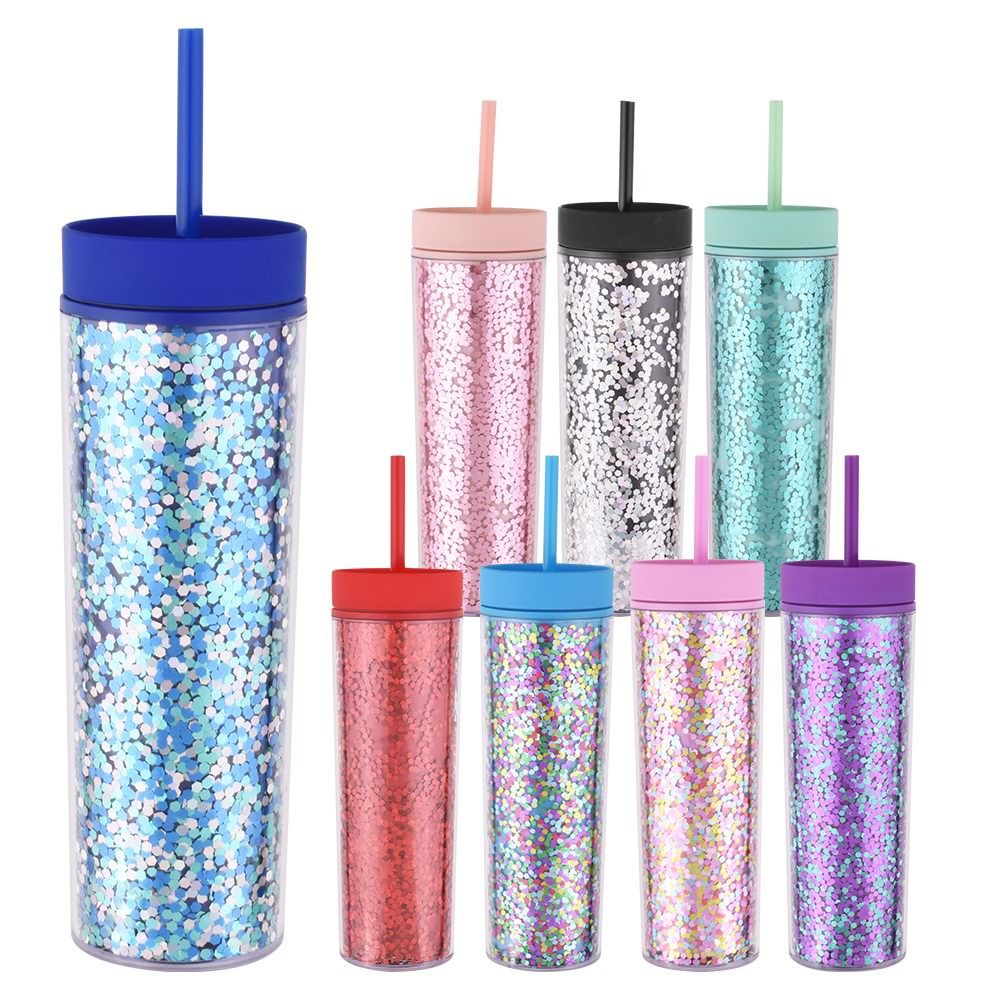 16oz. Double Wall Acrylic Tumbler With Glitter Insert