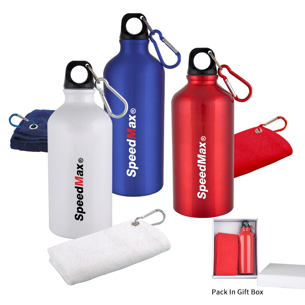 Aluminum Sports Water Bottle And Towel Set