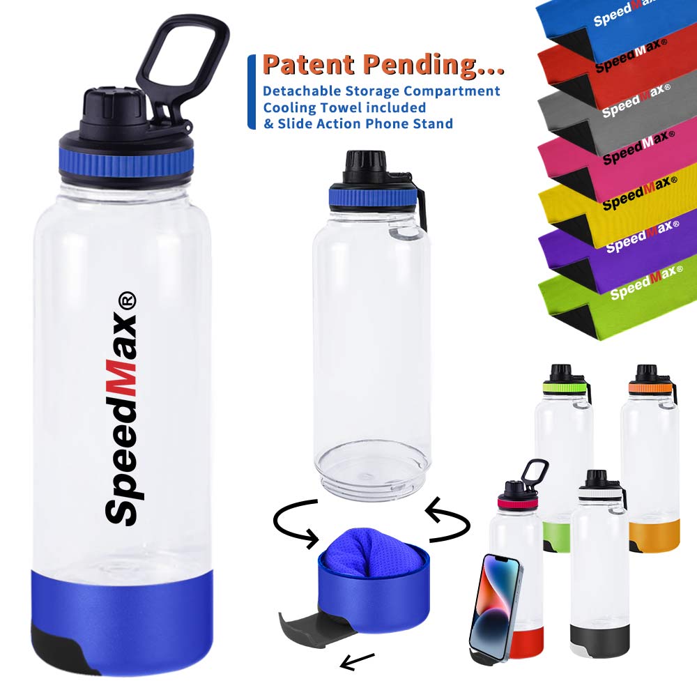 1000 ML Plastic Water Bottle With Phone Holder And Cooling Towel