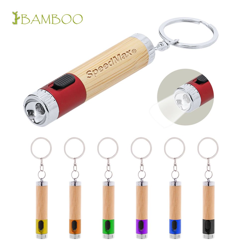 LED Bamboo Flashlight Keychain