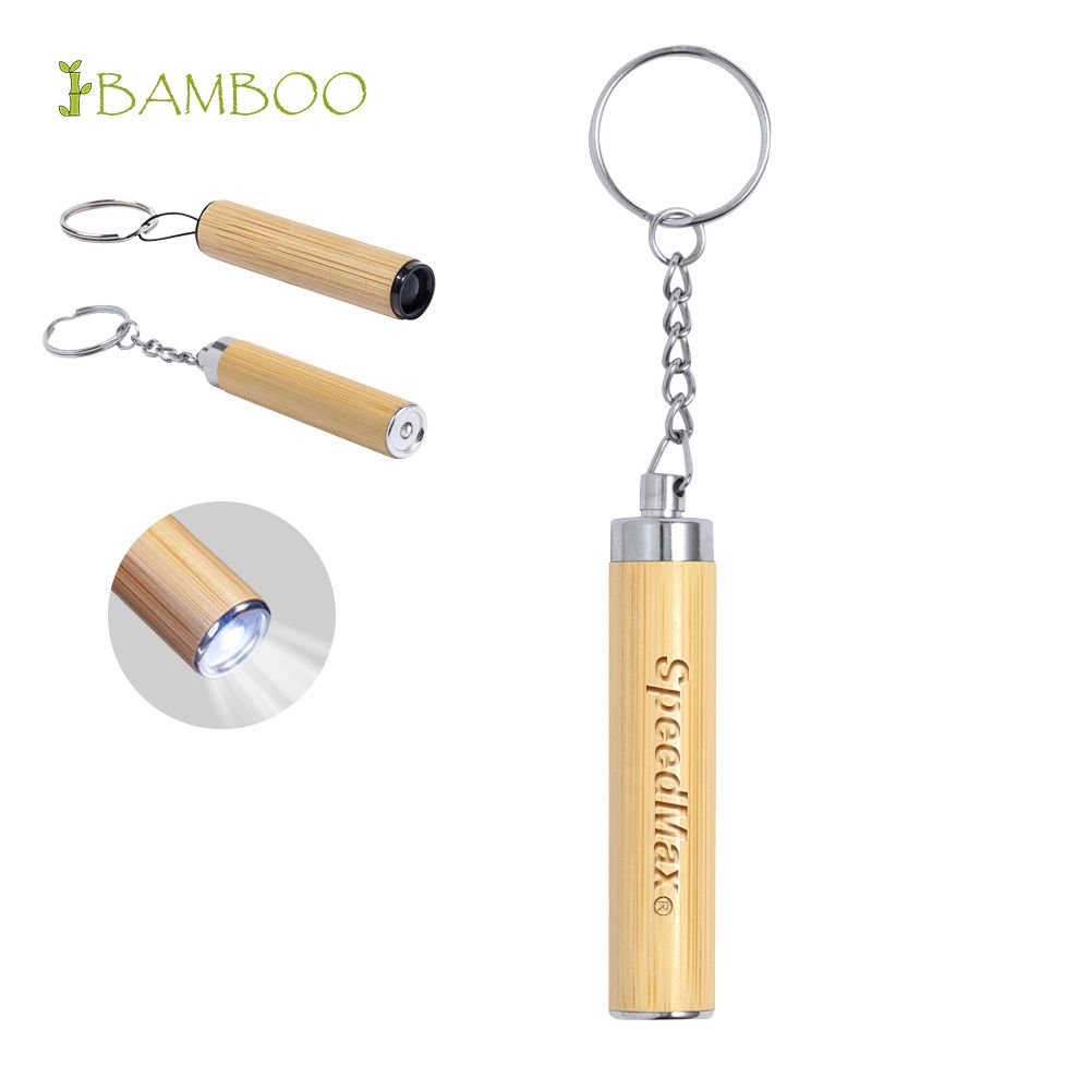 LED Bamboo Flashlight Keychain