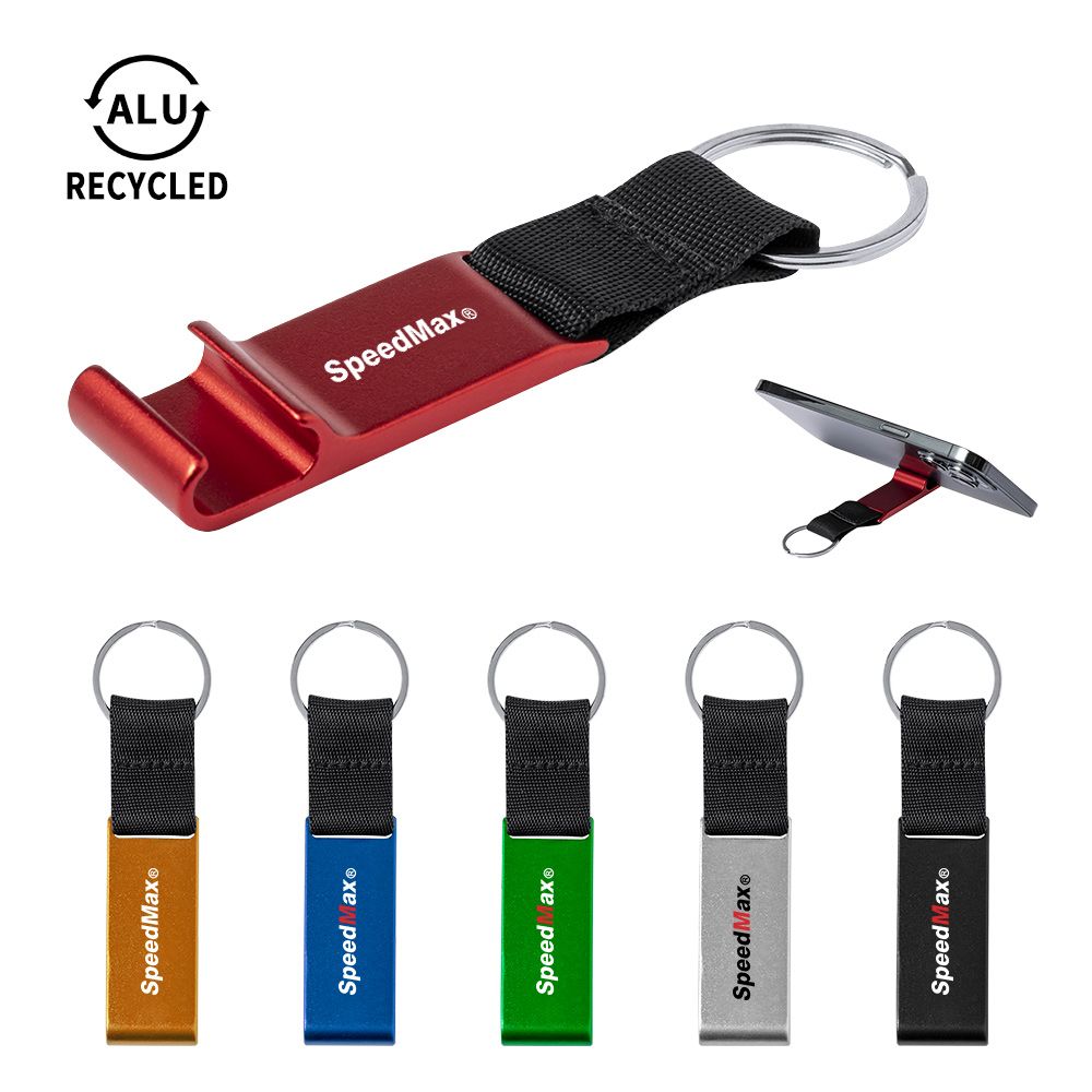 Aluminum Bottle Opener Keychain W/Phone Holder